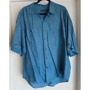 Basic Elements Men's Silk Button-Down Shirt XL Blue Short Sleeve Button-Up